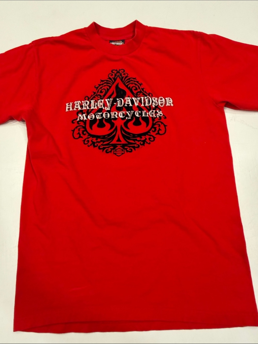 Harley-Davidson Red Short Sleeve Tee with Black Spade Graphic